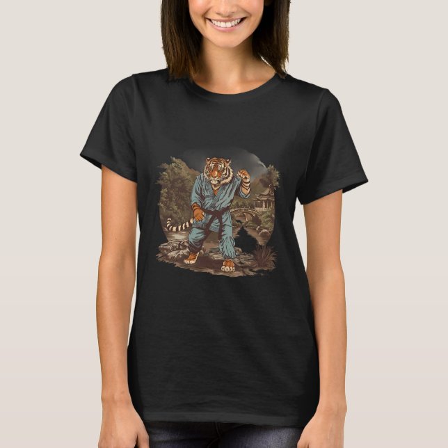Kickboxning Tiger Pagoda Tempeld Kung Fu Karate T Shirt (Framsida)