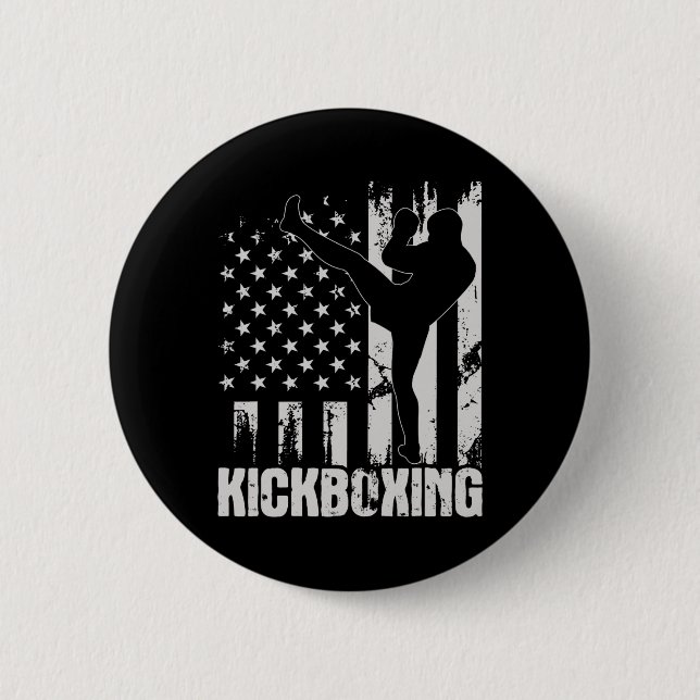Kickboxning - Usa Amerikansk Flagga Kickboxare Com Knapp (Framsida)