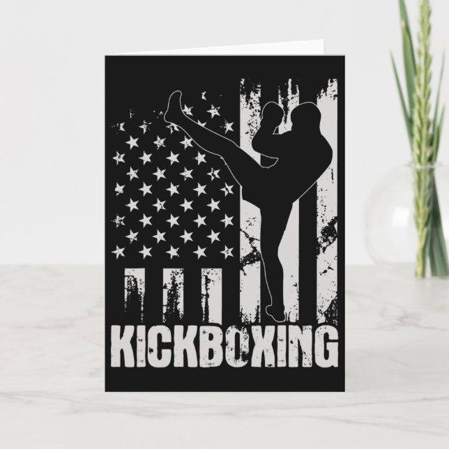 Kickboxning - Usa Amerikansk Flagga Kickboxare Com Kort (Framsida)