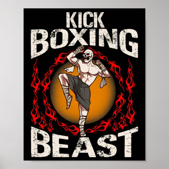 Kickboxningsdjur Brasiliansk stridskonst nedsliten Poster (Framsidan)