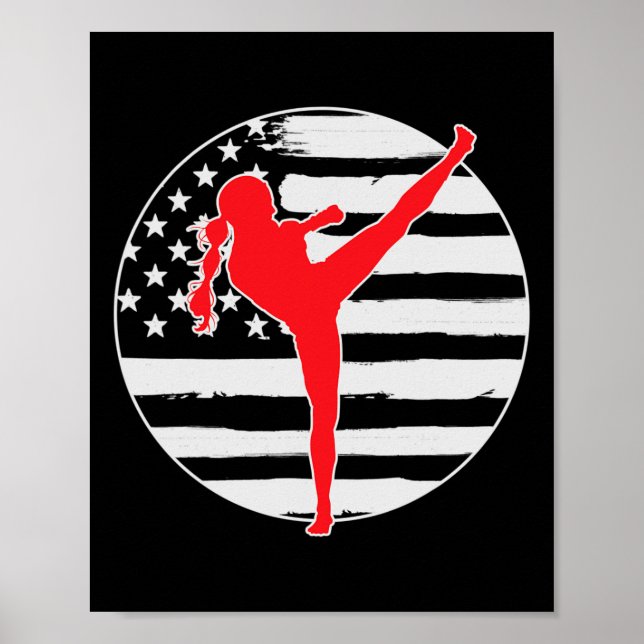 Kickboxningsflicka Usa Flagga 4:e Juli  Poster (Framsidan)