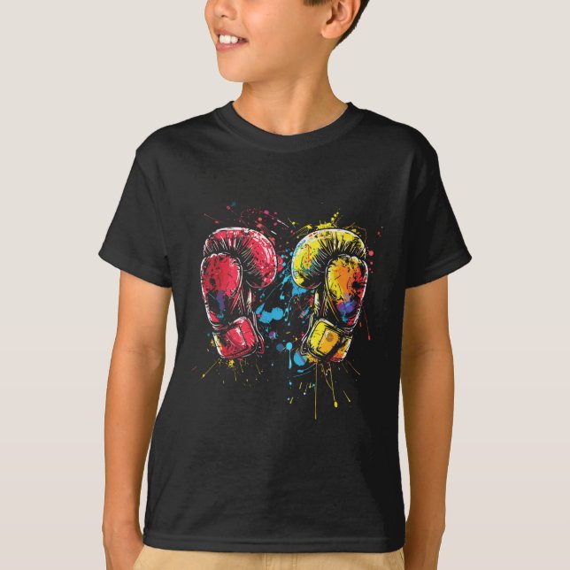 Kickboxningshandskar Splotch kampsportare  T Shirt (Framsida)