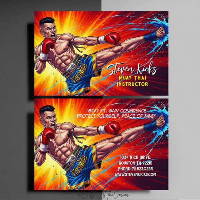 Kickboxningsinstruktör för Muay Thai-kampsport Visitkort (Skapare uppladdad)