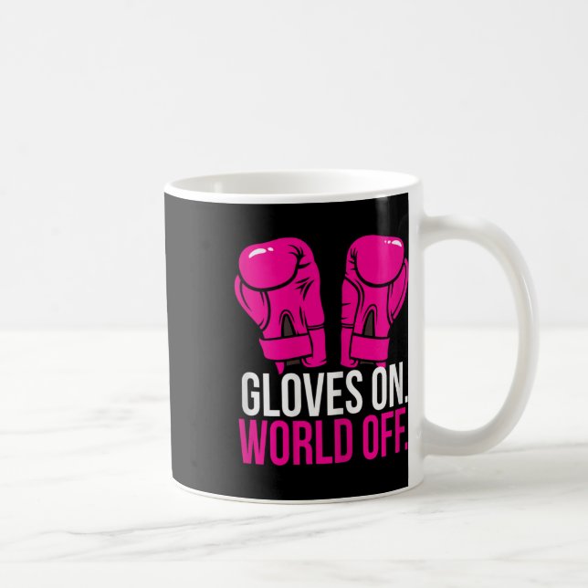 Kickboxningsk chick Kickboxar Träningshandskar På  Kaffemugg (Höger)