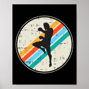 Kickboxningskämpe Silhuett Retro kampsport G Poster