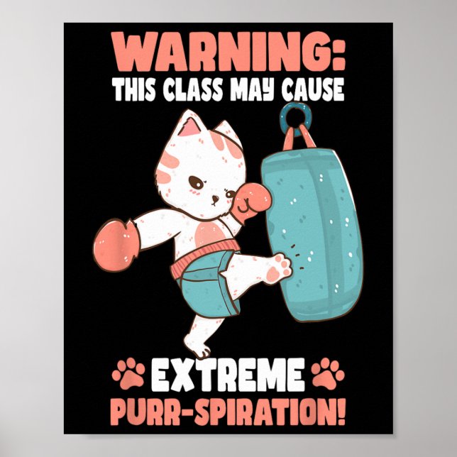 Kickboxningskatt för män kvinnor barn  poster (Framsidan)