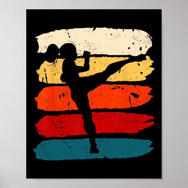 Kickboxningskvinna Kickboxare Karate Boxning Mma F Poster (Framsidan)