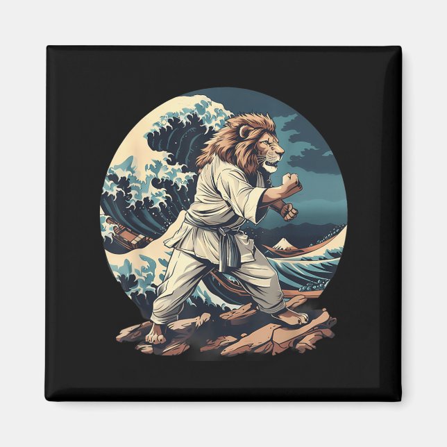 Kickboxningslejon vågor Taekwondo Jiu-Jitsu Mma Le Magnet (Framsidan)