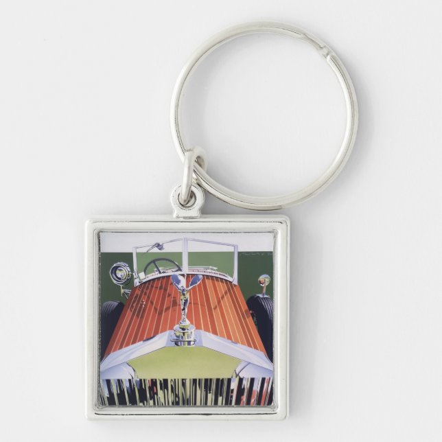 Kicken avslutar fyrkantig silverfärgad nyckelring (Framsidan)