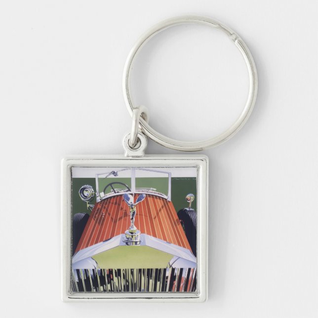 Kicken avslutar fyrkantig silverfärgad nyckelring (Framsidan)