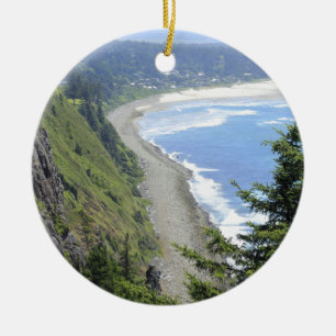 Kicken beskådar av den Oregon kusten Julgransprydnad Keramik