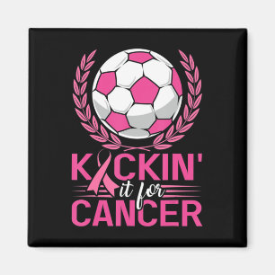 Kickin It for Cancer Soccer Rosa Ribbon Breast Can Magnet