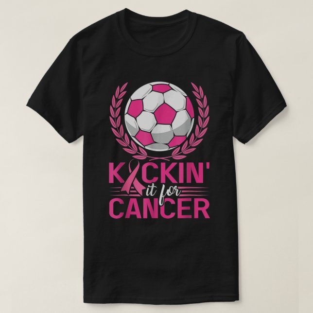 Kickin It for Cancer Soccer Rosa Ribbon Breast Can T Shirt (Design framsida)