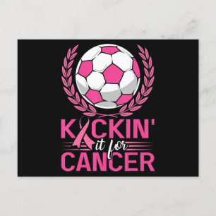 Kickin It for Cancer Soccer Rosa Ribbon Breast Can Vykort
