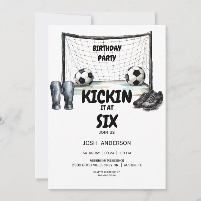 Kickin it fotbollsfödelsedagsfest inbjudningar (Framsida)