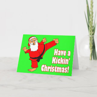 Kickin Santa Black Bälte-julkort Helgkort
