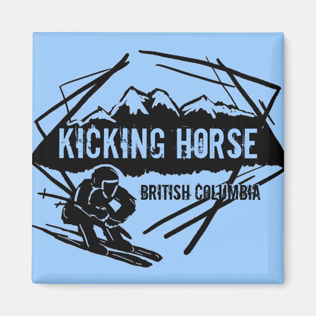 Kicking Horse British Columbia Blue ski magnet (Framsidan)