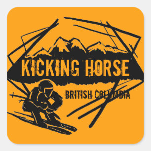 Kicking Horse British Columbia orange ski dekal Fyrkantigt Klistermärke