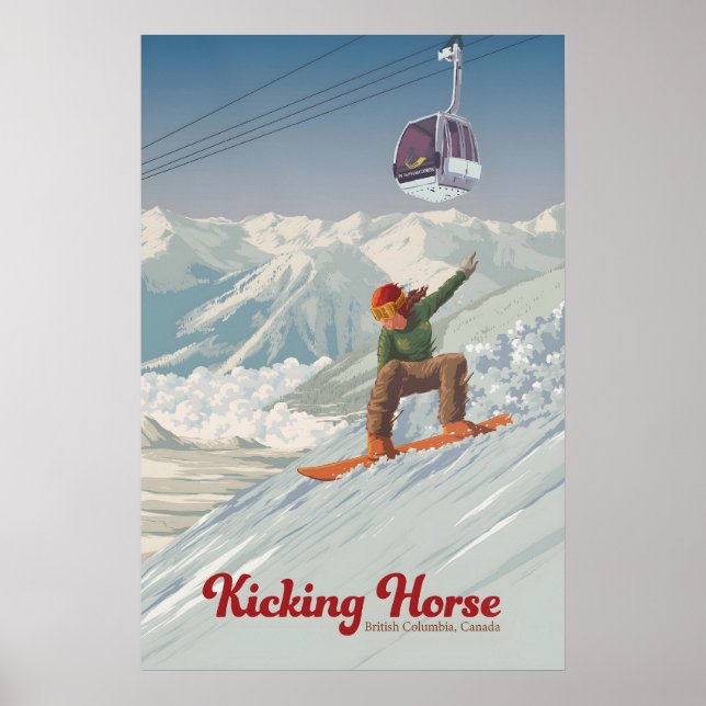 Kicking Horse Kanada Snowboard Resemålningaffisch Poster (Framsidan)