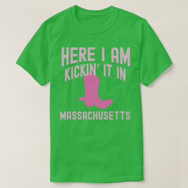 Kicking in Massachusetts Cowgirl Western Rodeo T Shirt (Design framsida)