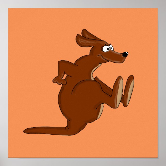 Kicking kangaroo poster (Framsidan)