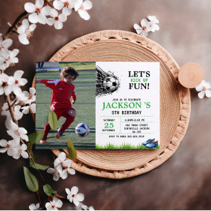 Kickin'it to Gear Fotboll 5:e Födelsedagsfesten Inbjudningar