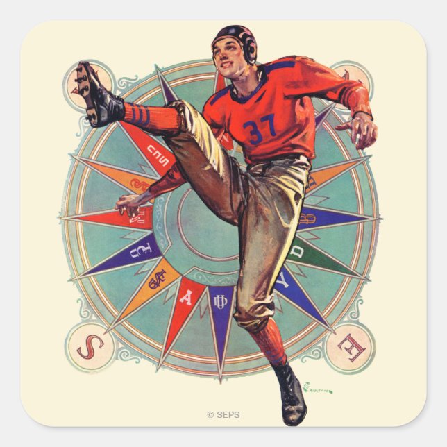 Kickoff Fyrkantigt Klistermärke (Framsida)