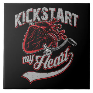 Kickstart mitt hjärta - motorcykel Art Gift Kakelplatta