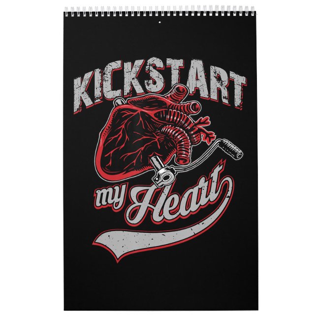 Kickstart - mitt hjärta - motorcykel Art Gift Kalender (Omslag)