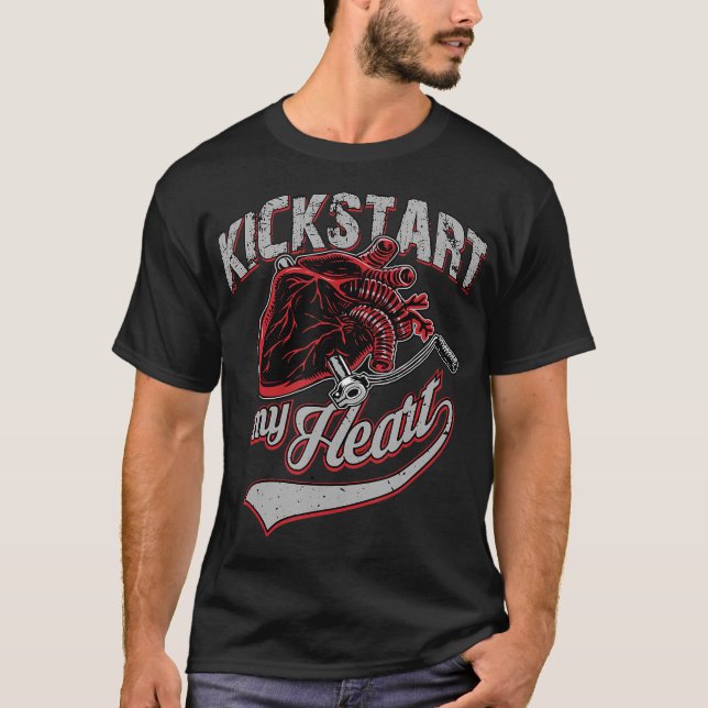 Kickstart mitt hjärta - motorcykel Art Gift T Shirt (Framsida)