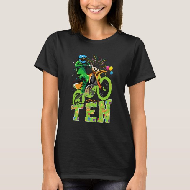 Kid 10:e Födelsedagsfesten Dirt Bike Motocross Thm T Shirt (Framsida)