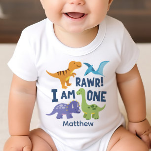Kid 1:a födelsedag Dinosaurs Rawr-Personlig T Shirt