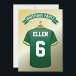 Kid American Football Jersey Grönt Gult Birthday Inbjudningar<br><div class="desc">Personlig killars amerikanska födelsedagsinbjudningar med coolans bakgrund och en grönt & gult-amerikansk fotbollstjersey som du kan anpassa med din namn och din ålder i barn är en fotboll och födelsedagskalender som du kan anpassa till kostym i stil.</div>