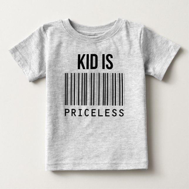 Kid är Priceless T-Shirt Barcode Pub Tee Shirt (Framsida)