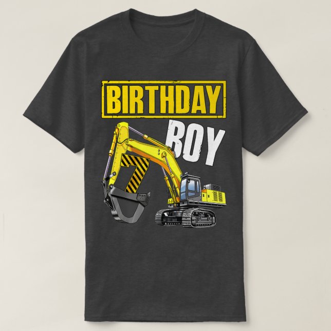 Kid Birthday Boy 7th Vehicle 7 Years Old Construct T Shirt (Design framsida)