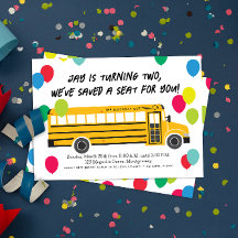 Kid Birthday Gult School Buss Party