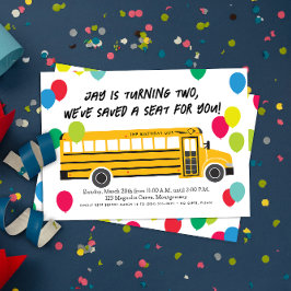 Kid Birthday Gult School Buss Party Inbjudningar