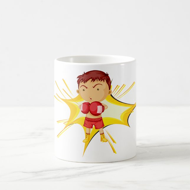 Kid Boxer i Röda handskar och Kort Kaffemugg (Skapare uppladdad)