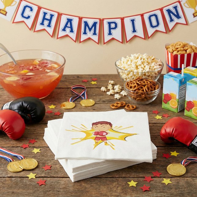 Kid Boxer i Röda handskar och Kort Pappersservett (Skapare uppladdad)