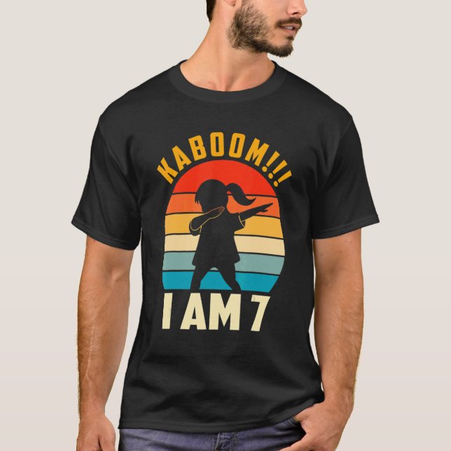 Kid Dabbing Birthday 7 Years Jag är 7 Birthday O T Shirt (Framsida)