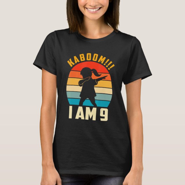 Kid Dabbing Birthday 9 Years Jag är 9 Birthday O T Shirt (Framsida)