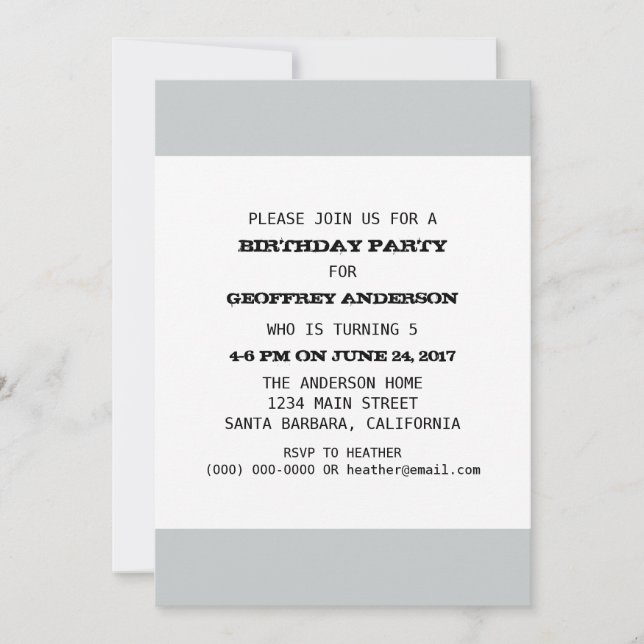 Kid-Födelsedagsfest-mall Inbjudningar (Framsida)