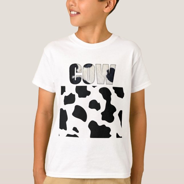 Kid för att skriva ut Fuzzy Express® Cow Animal T Shirt (Framsida)