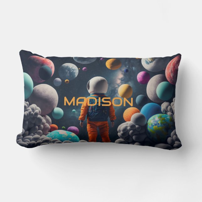 Kid för eget namn för Fantasy Space Lumbarkudde (Framsida)