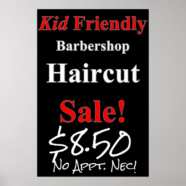 Kid Friendly Haircut Sale Beauty Salon Poster (Framsidan)