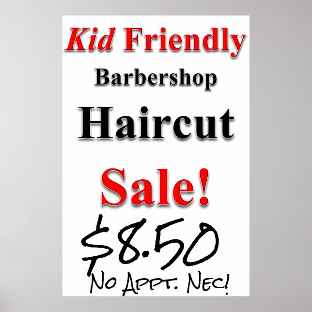 Kid Friendly Haircut Sale Beauty Salon Poster (Framsidan)