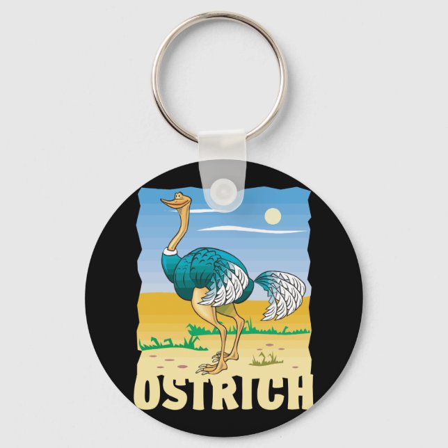 Kid Friendly Ostrich Nyckelring (Framsida)