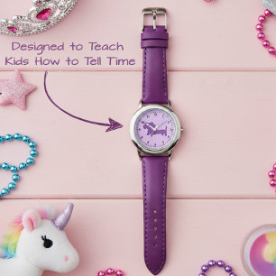 Kid Girls Lila Dachshund Learning Time Watch Armbandsur