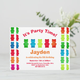Kid Gummy Bear Candy Birthday-inbjudan Inbjudningar