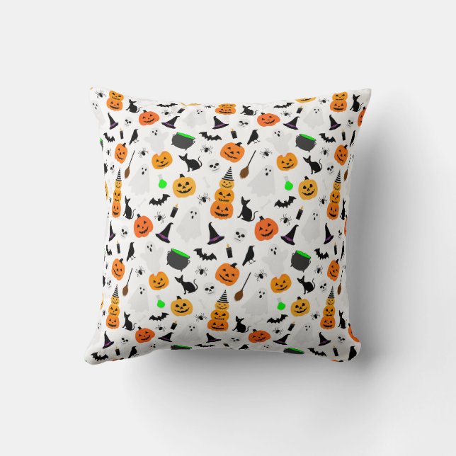 Kid Halloween Ghost Pumpkin Black Cat Personalize Kudde (Baksida)